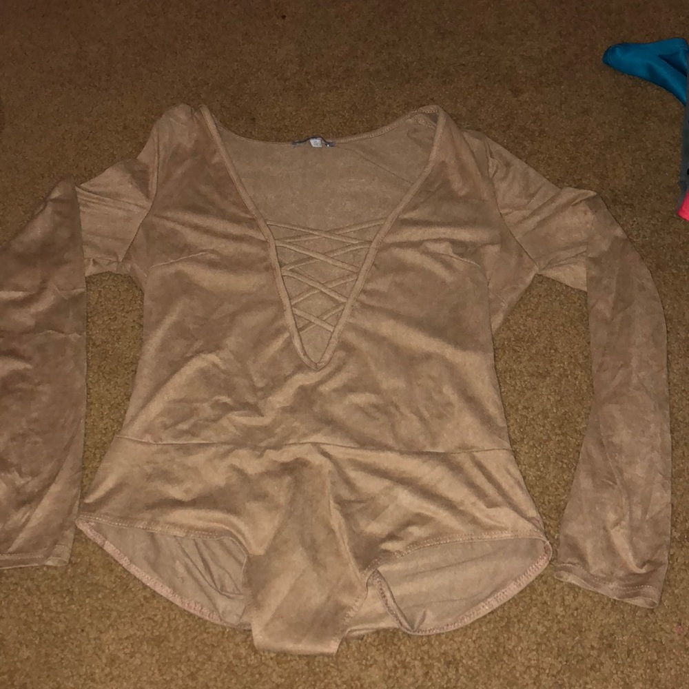 Suede bodysuit